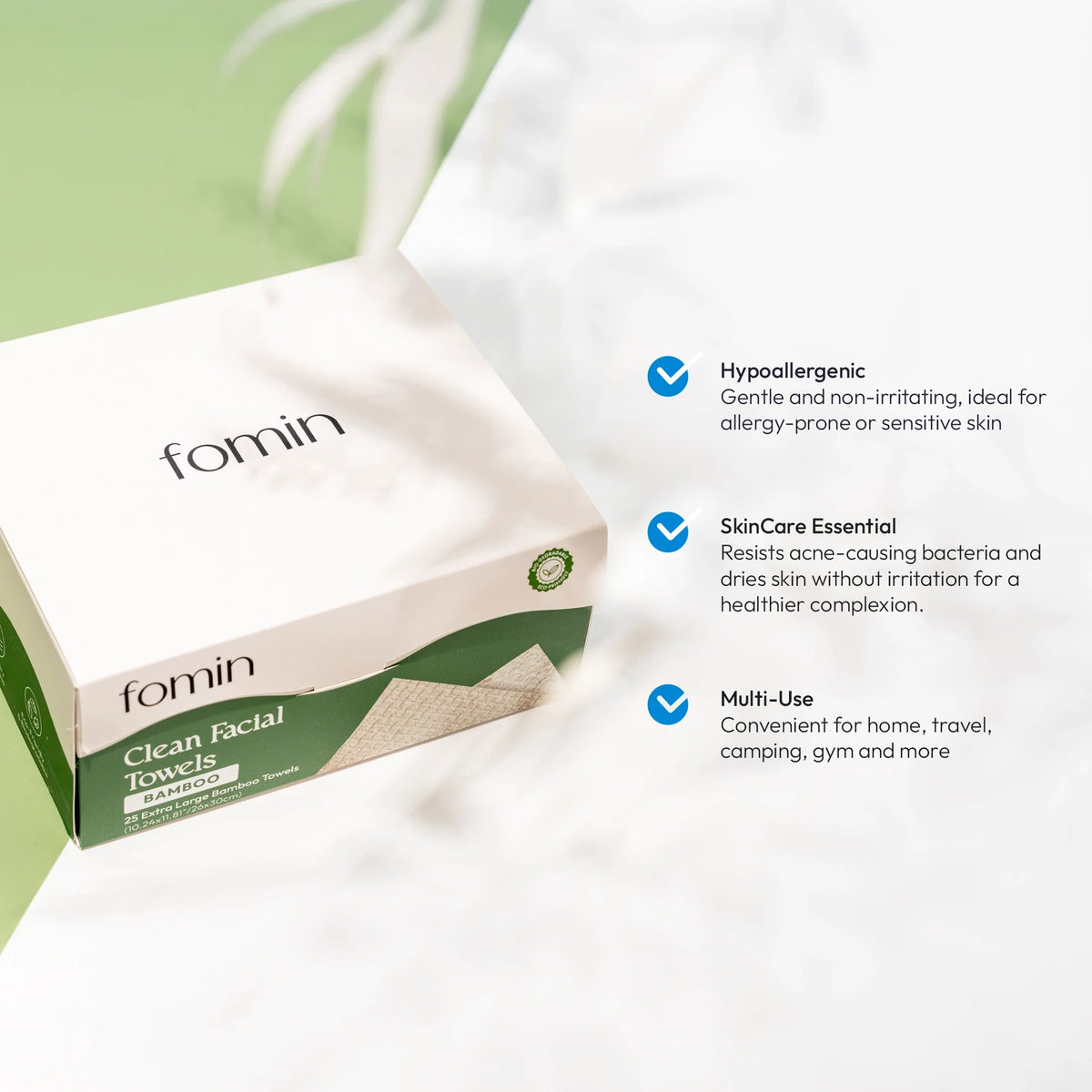 Routine Ready Clean Bamboo Facial Towels for daily home and personal routines with facial skin and sun care