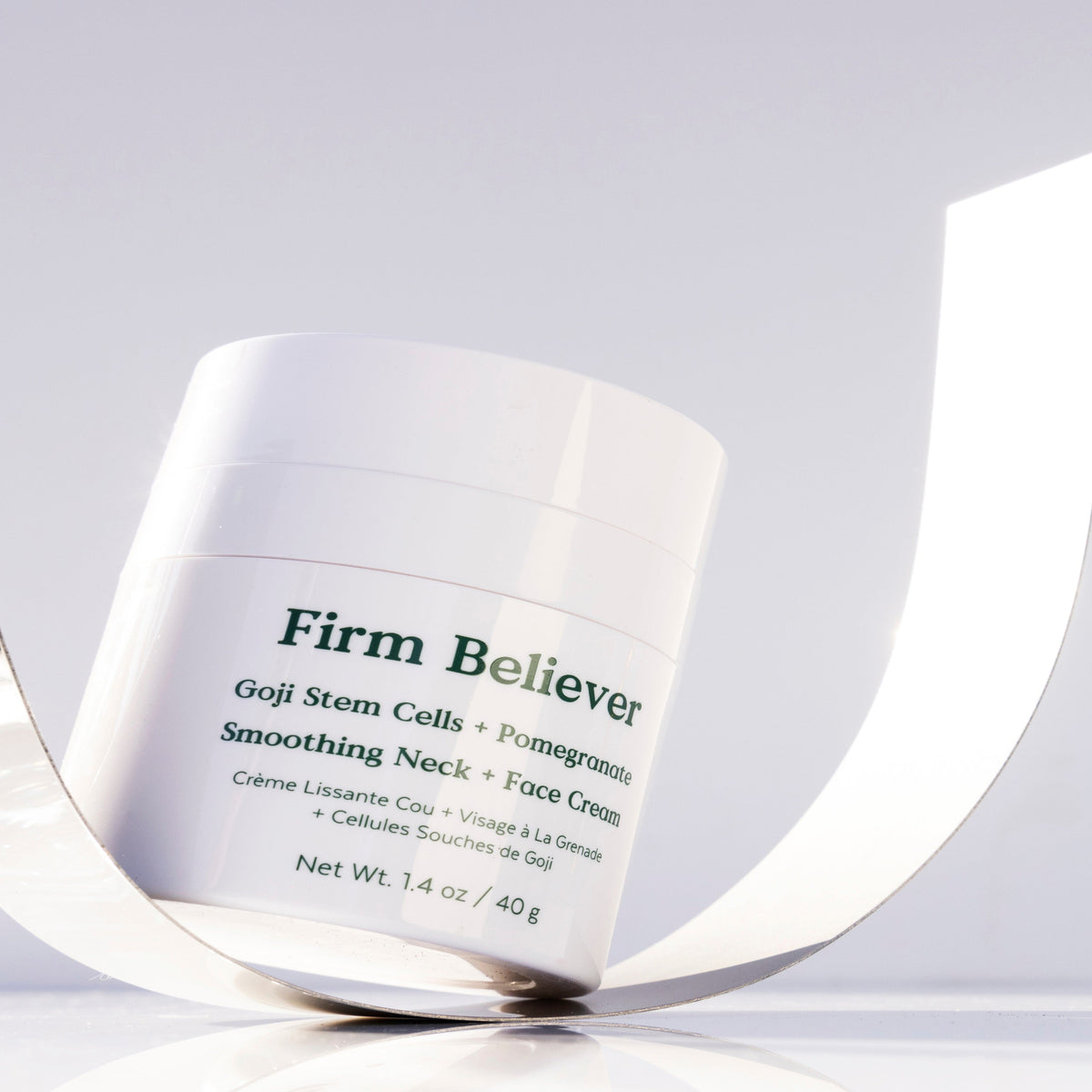 Routine Ready Firm Believer Goji Stem Cell + Pomegranate Smoothing Neck + Face Cream for daily home and personal routines with facial skin and sun care