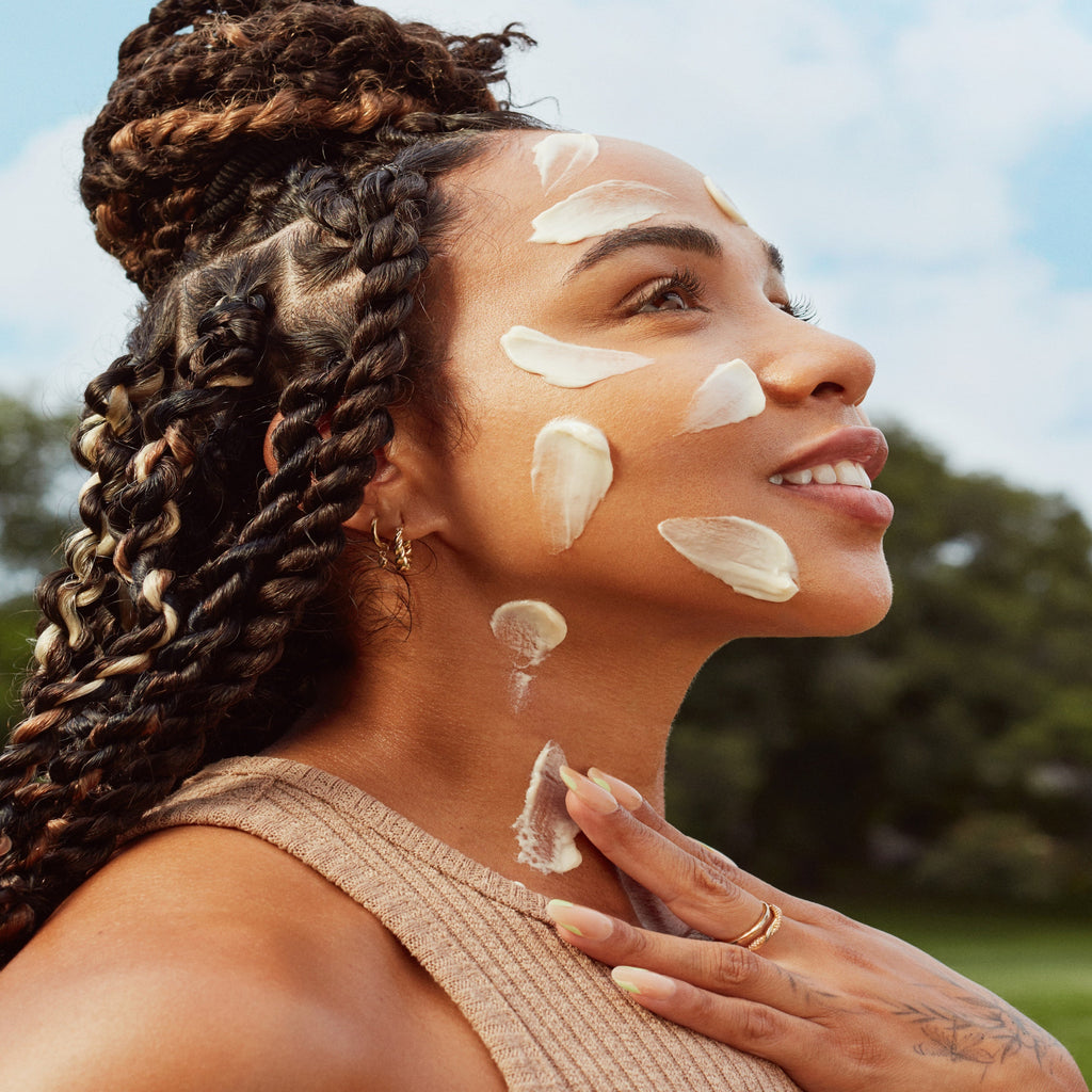 Routine Ready Firm Believer Goji Stem Cell + Pomegranate Smoothing Neck + Face Cream for daily home and personal routines with facial skin and sun care