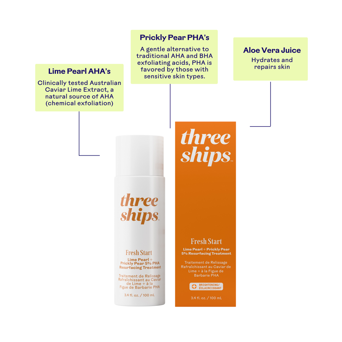Everyday Home Fresh Start Lime Pearl + Prickly Pear 5% PHA Resurfacing Treatment for daily home and personal routines with facial skin and sun care