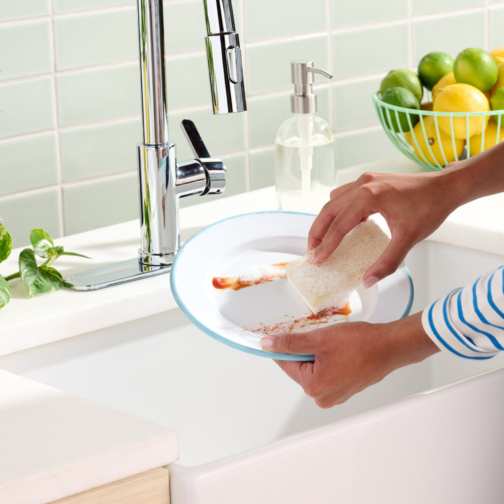 Practical Living All-Purpose Coconut Scrubber Sponges for daily home and personal routines with cleaning laundry and paper products