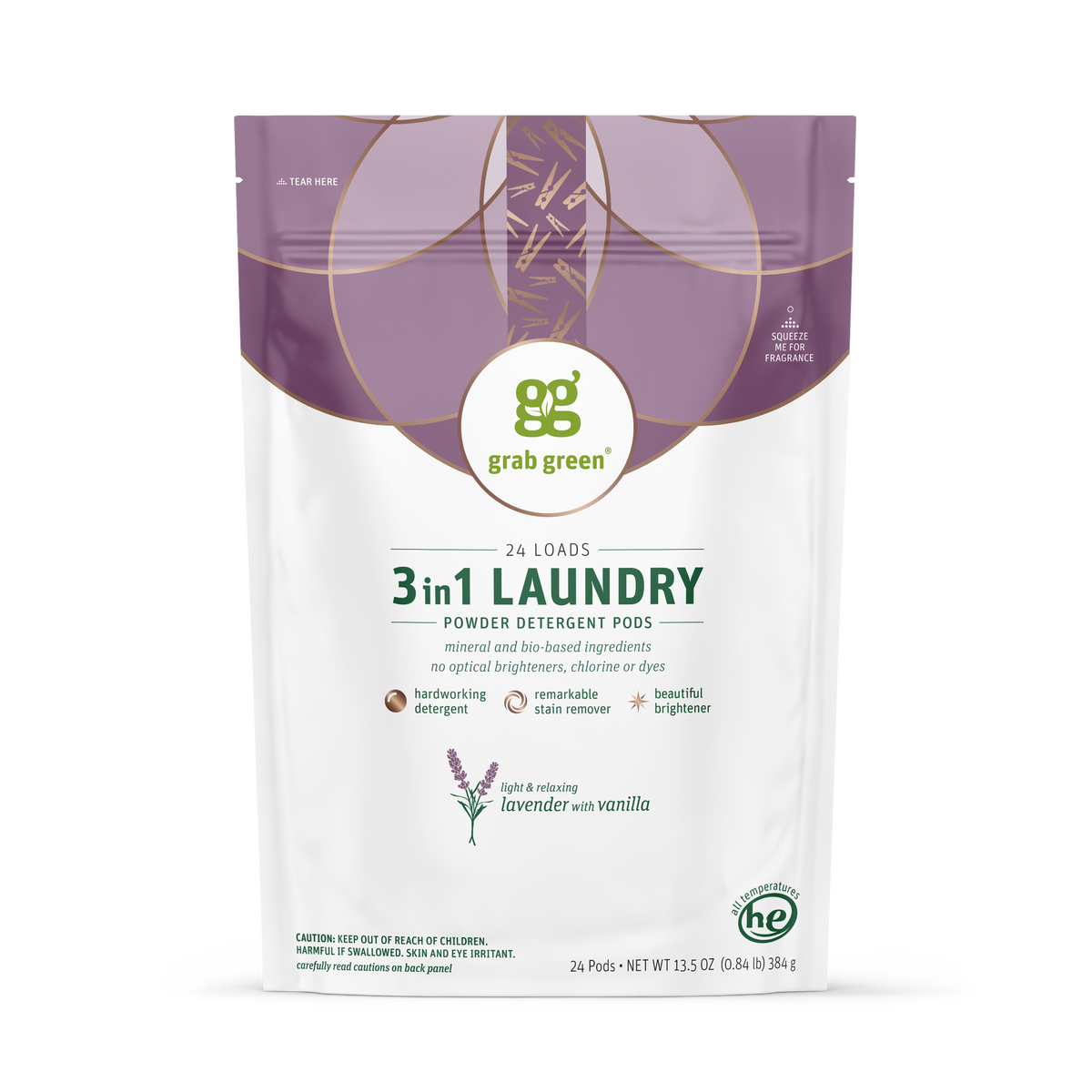 3 in 1 Laundry Detergent Pods - Lavender with Vanilla