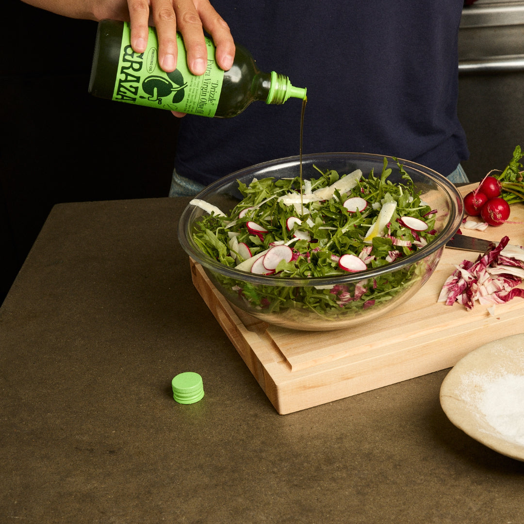Daily Care Drizzle Glass Extra Virgin Olive Oil for daily home and personal routines with pantry foods and beverages