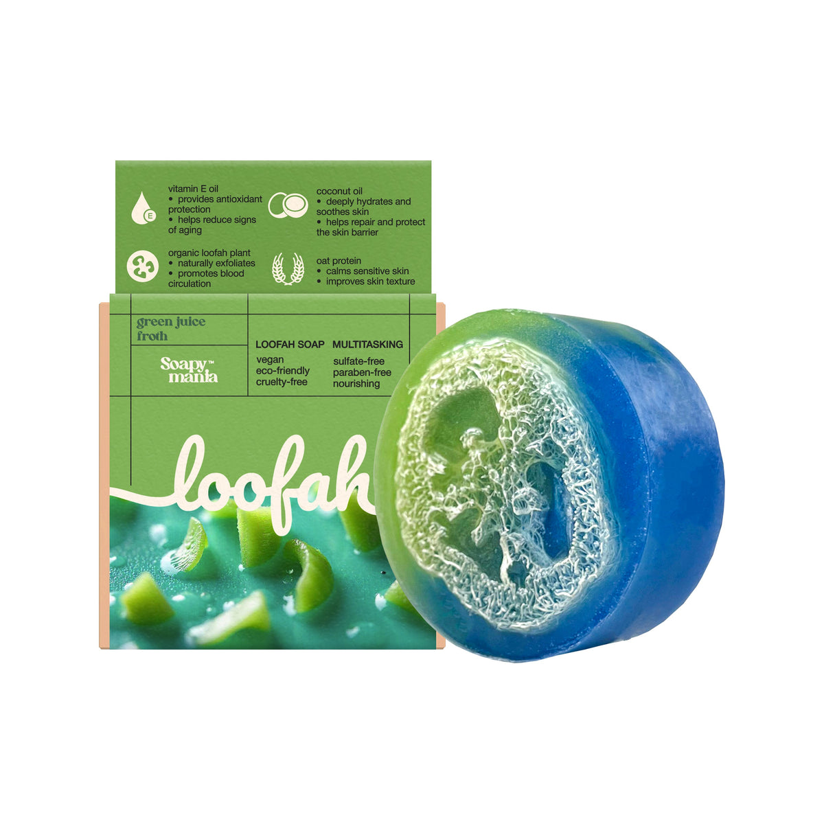 Green Juice Froth Exfoliating Loofah Bar Soap
