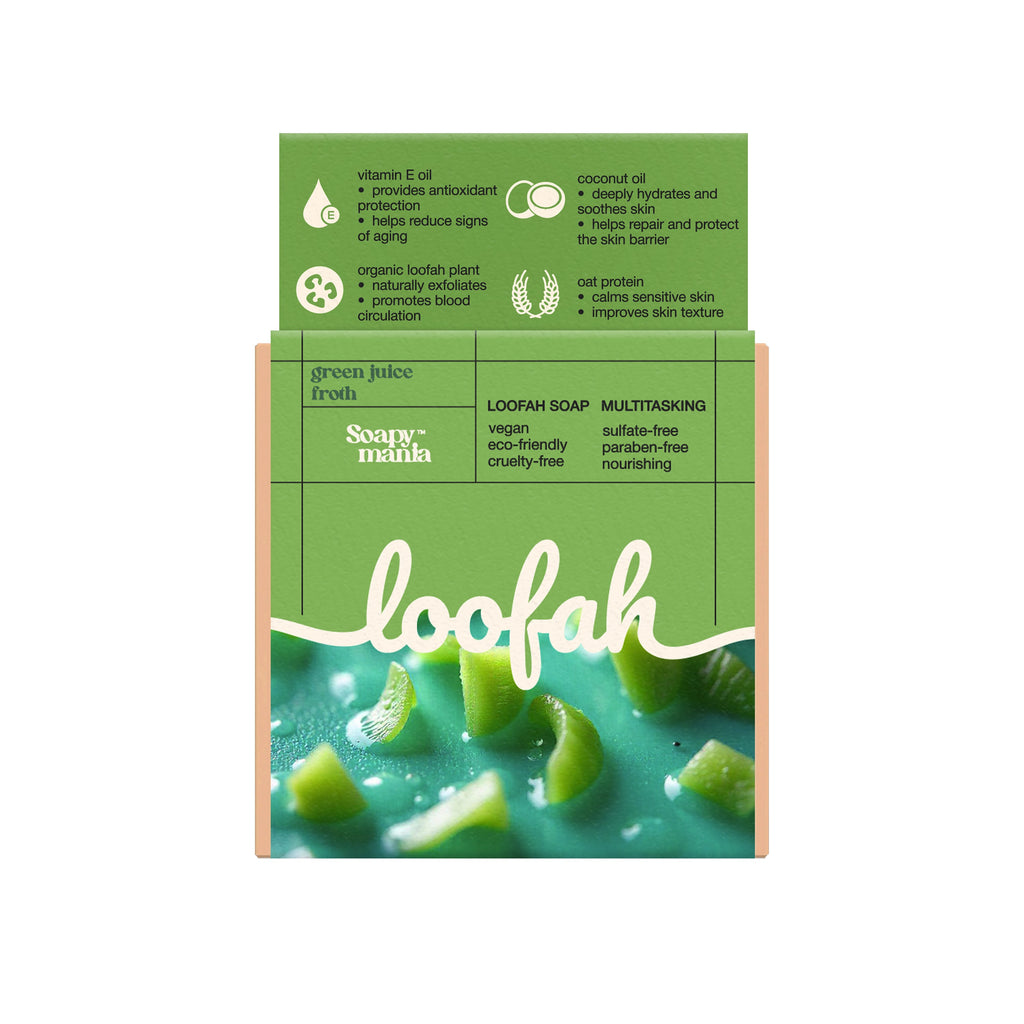 Daily Care Green Juice Froth Exfoliating Loofah Bar Soap for daily home and personal routines with bath body and hygiene