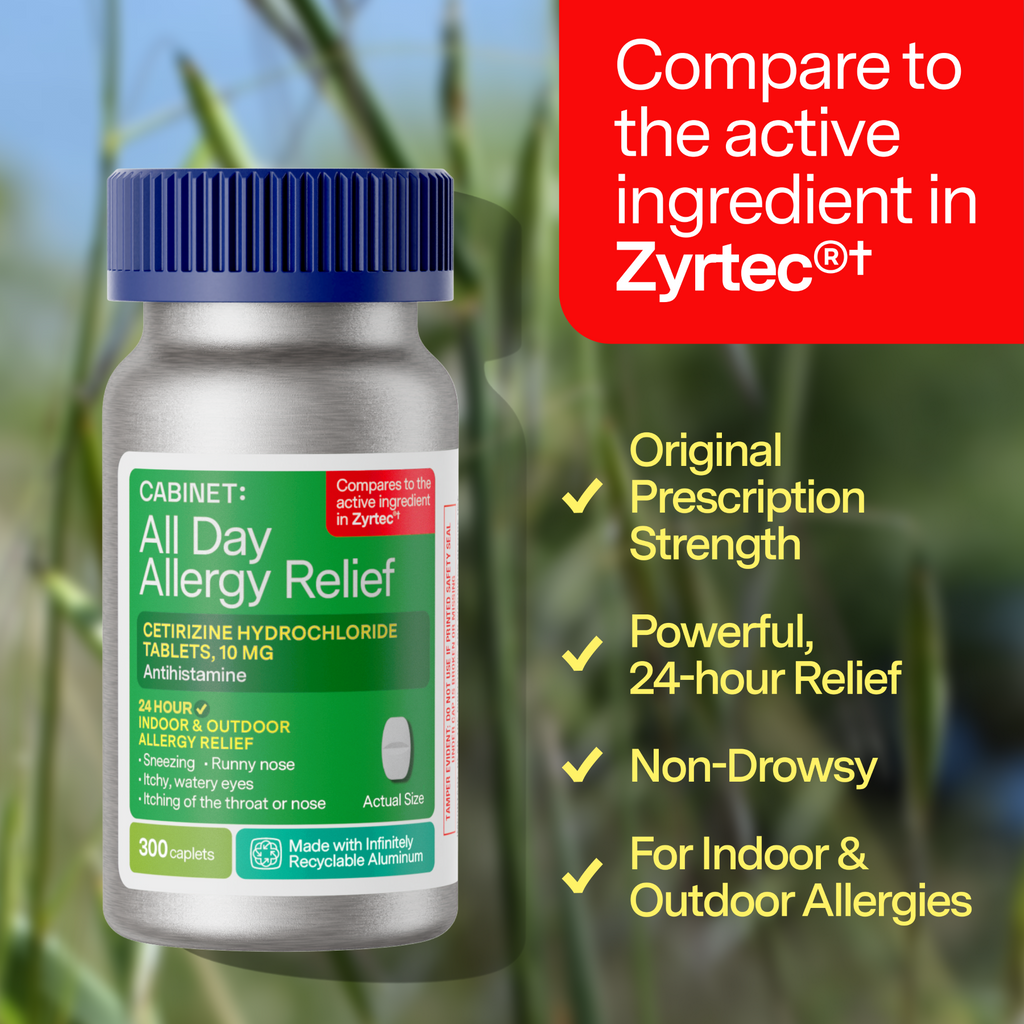 Daily Care All Day Allergy Relief Caplets - Cetirizine HCl 10mg for daily home and personal routines with general everyday essentials
