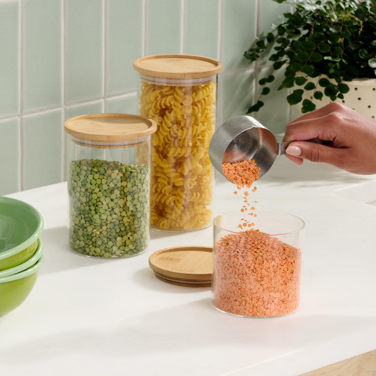 Practical Living Bamboo and Glass Storage Jars for daily home and personal routines with home organization and everyday goods