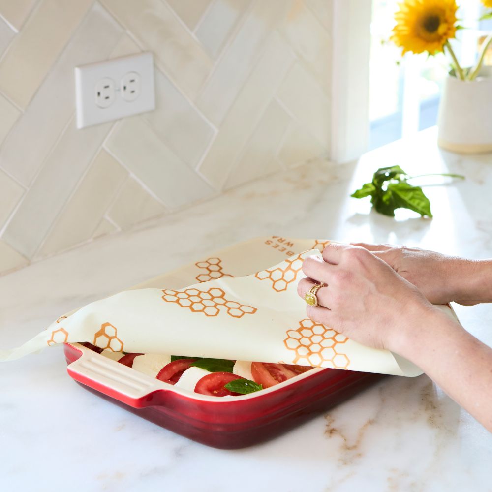 Daily Care Beeswax Wraps for Food - Large for daily home and personal routines with pantry foods and beverages
