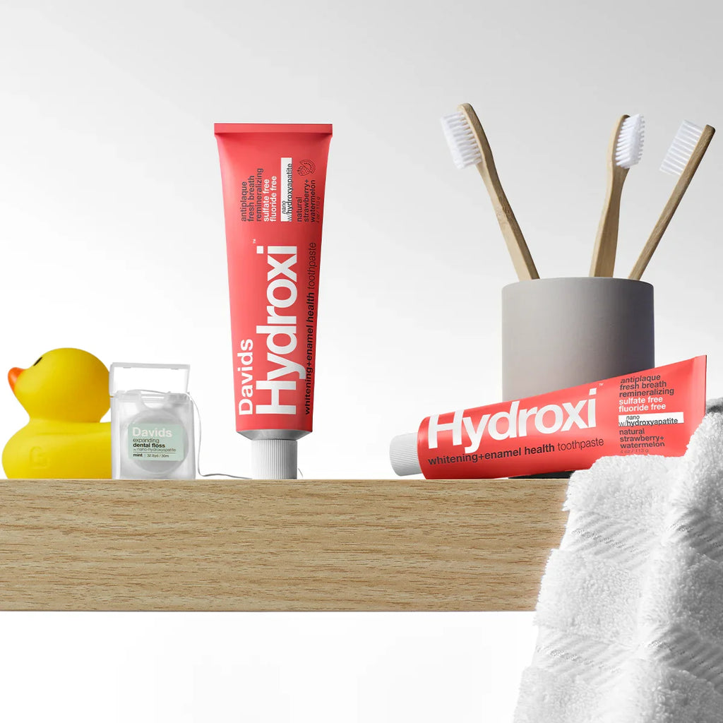 Home Essentials Kids + Adults Toothpaste Hydroxi Whitening + Enamel Health for daily home and personal routines with oral care