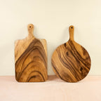 Routine Ready Acacia Cutting Board - Round with handle for daily home and personal routines with general everyday essentials
