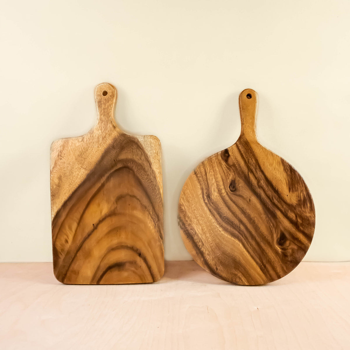 Routine Ready Acacia Cutting Board - Round with handle for daily home and personal routines with general everyday essentials
