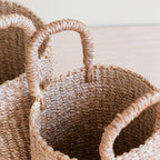 Practical Living Abaca Cylinder Tabletop Basket with Handles, Set of 2 for daily home and personal routines with home organization and everyday goods