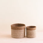 Home Essentials Abaca Cylinder Tabletop Basket, nested set of 2 for daily home and personal routines with home organization and everyday goods