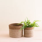 Home Essentials Abaca Cylinder Tabletop Basket, nested set of 2 for daily home and personal routines with home organization and everyday goods