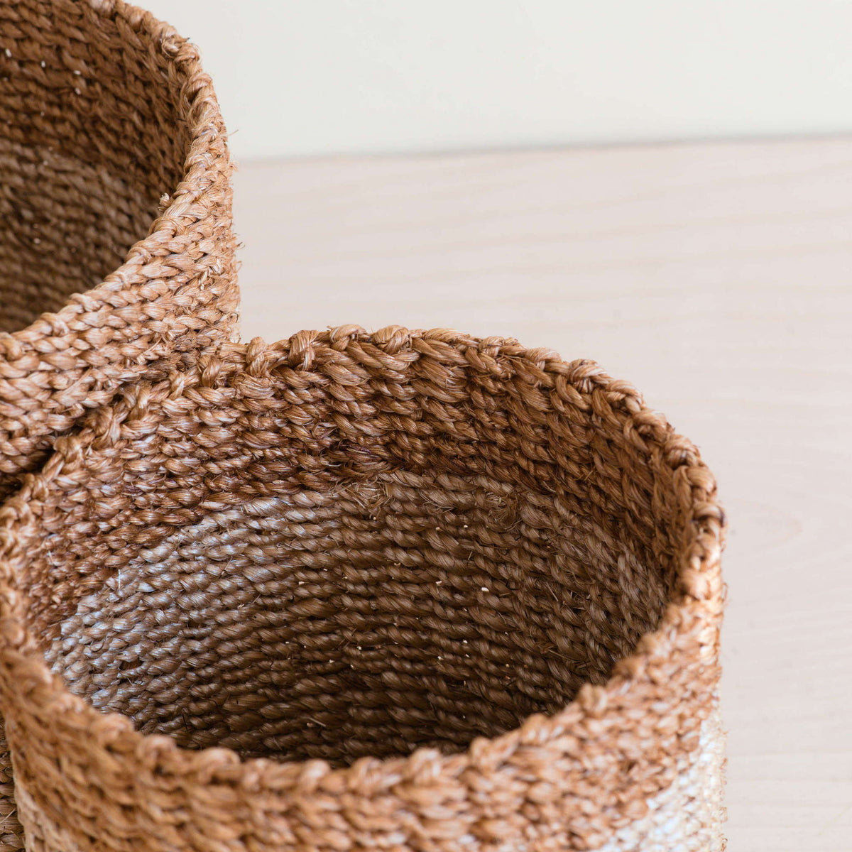 Home Essentials Abaca Cylinder Tabletop Basket, nested set of 2 for daily home and personal routines with home organization and everyday goods