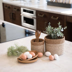 Home Essentials Abaca Cylinder Tabletop Basket, nested set of 2 for daily home and personal routines with home organization and everyday goods
