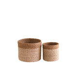 Abaca Cylinder Tabletop Basket, nested set of 2