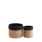 Abaca Cylinder Tabletop Basket, nested set of 2