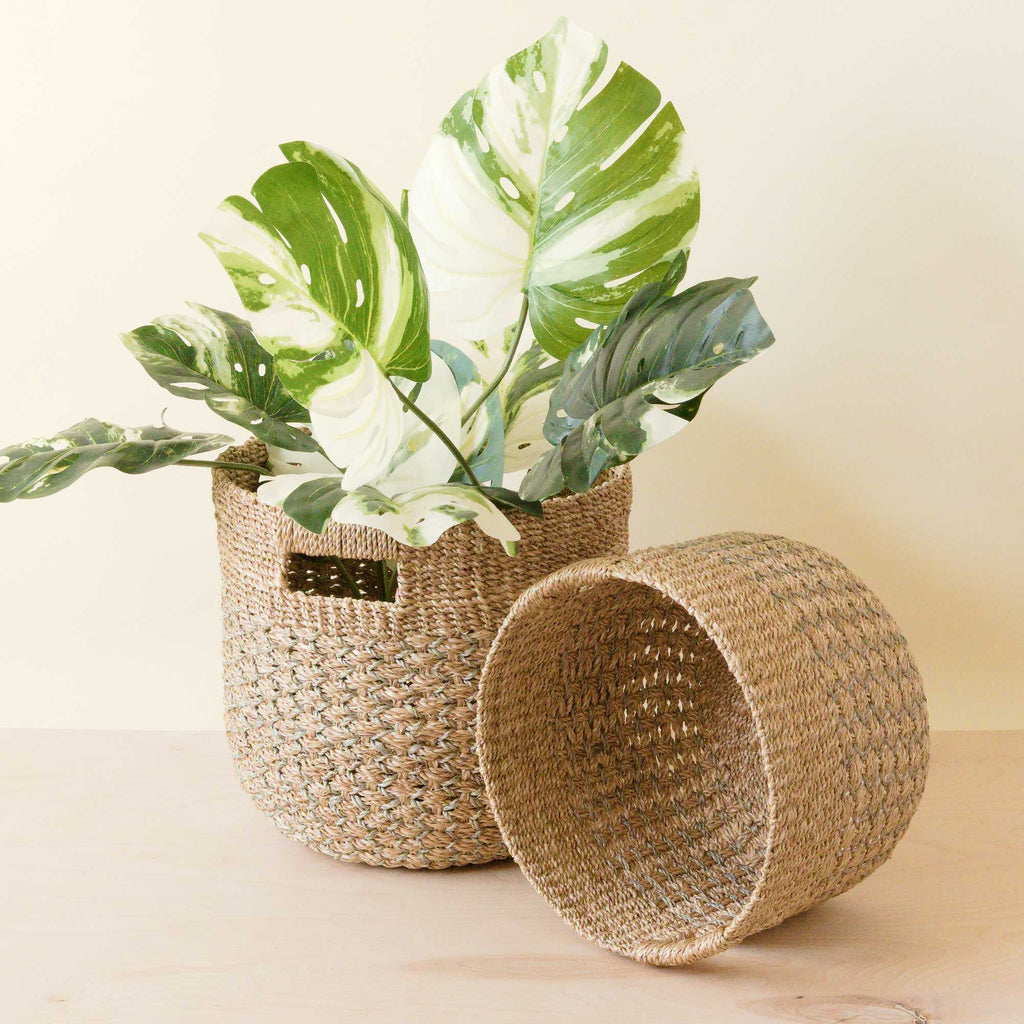 Daily Care Abaca Round Bottom Basket, nested set of 2 for daily home and personal routines with home organization and everyday goods
