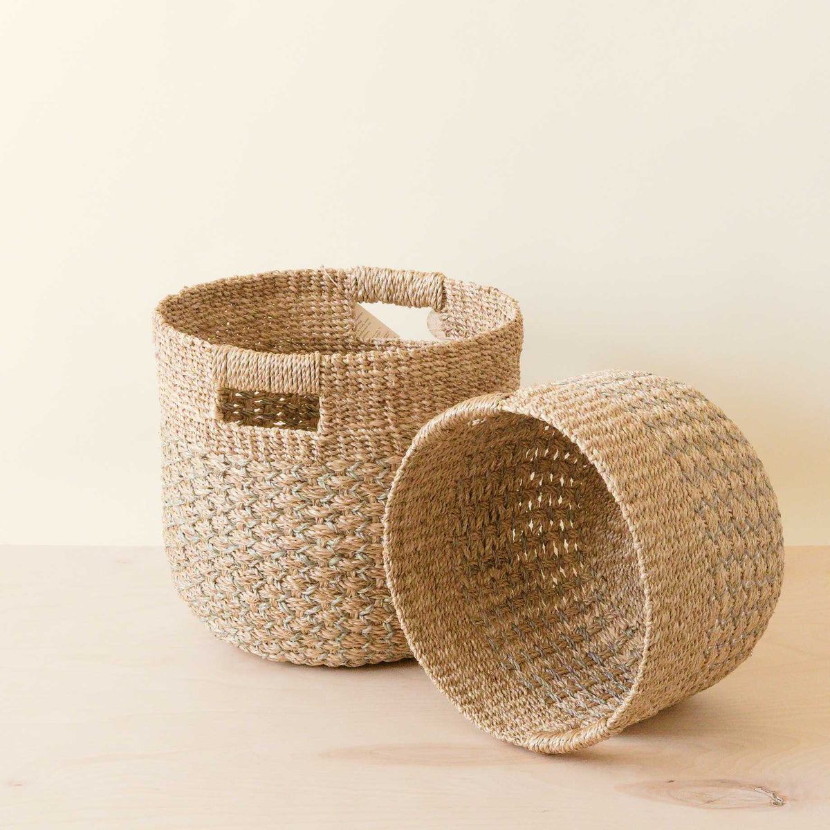 Daily Care Abaca Round Bottom Basket, nested set of 2 for daily home and personal routines with home organization and everyday goods