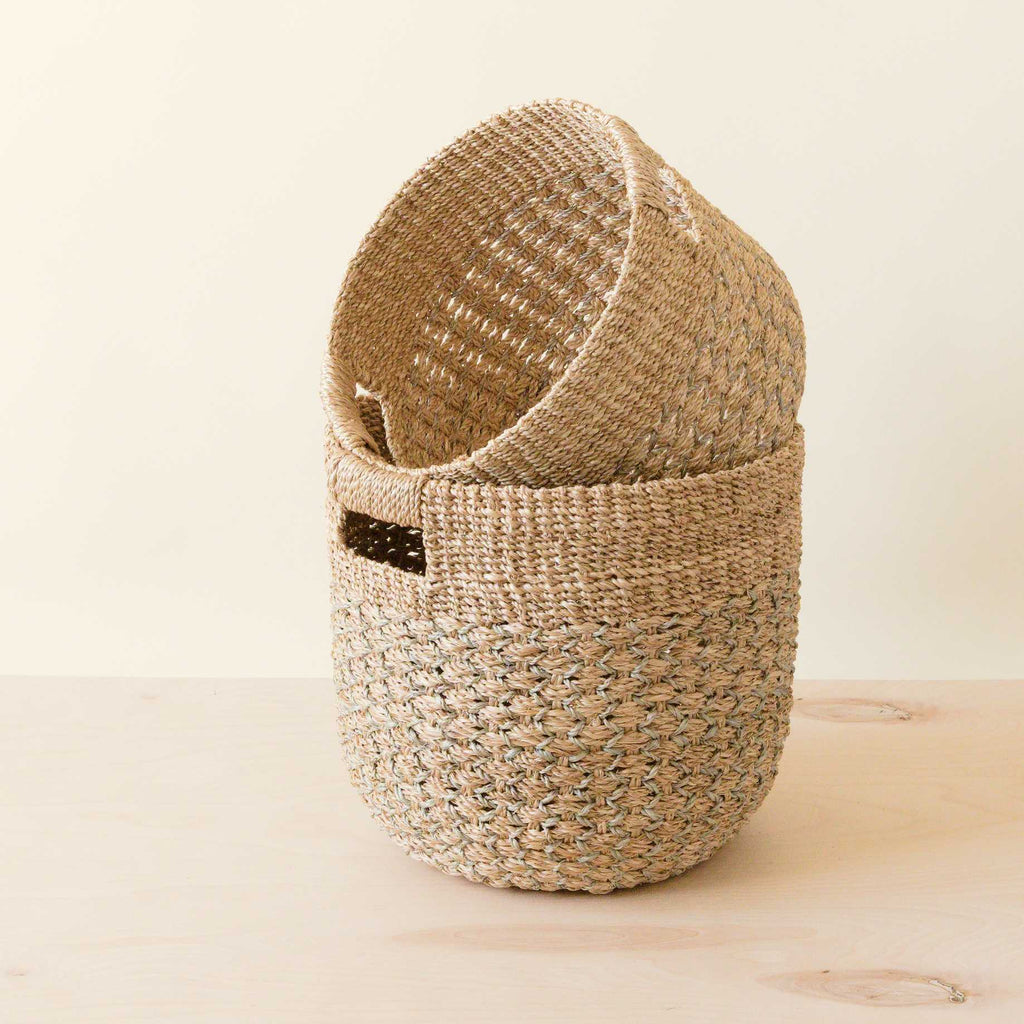 Daily Care Abaca Round Bottom Basket, nested set of 2 for daily home and personal routines with home organization and everyday goods