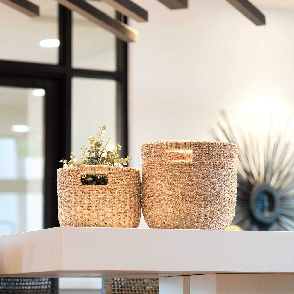 Daily Care Abaca Round Bottom Basket, nested set of 2 for daily home and personal routines with home organization and everyday goods
