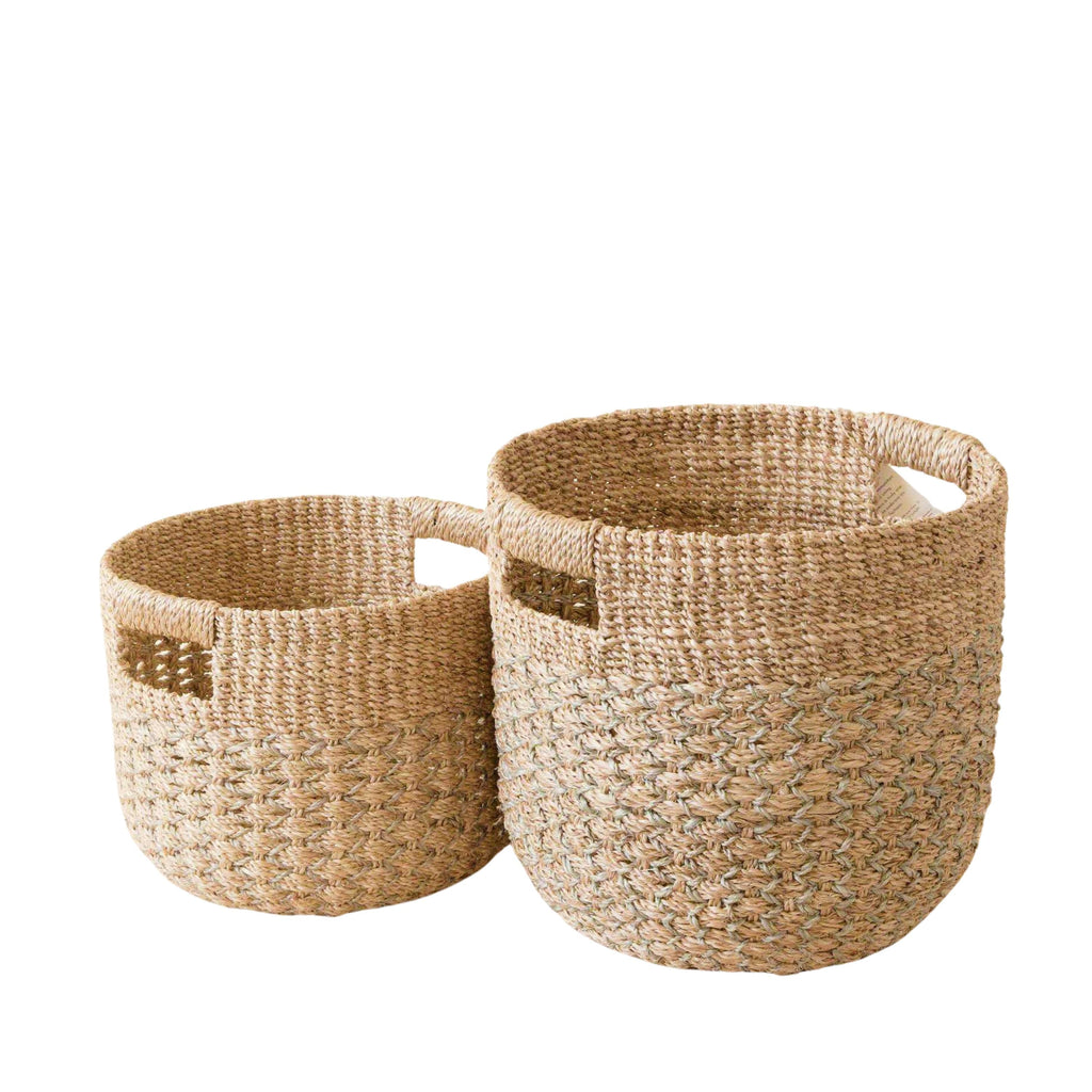 Abaca Round Bottom Basket, nested set of 2