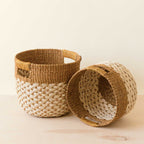 Practical Living Abaca Round Bottom Basket, nested set of 2 for daily home and personal routines with home organization and everyday goods