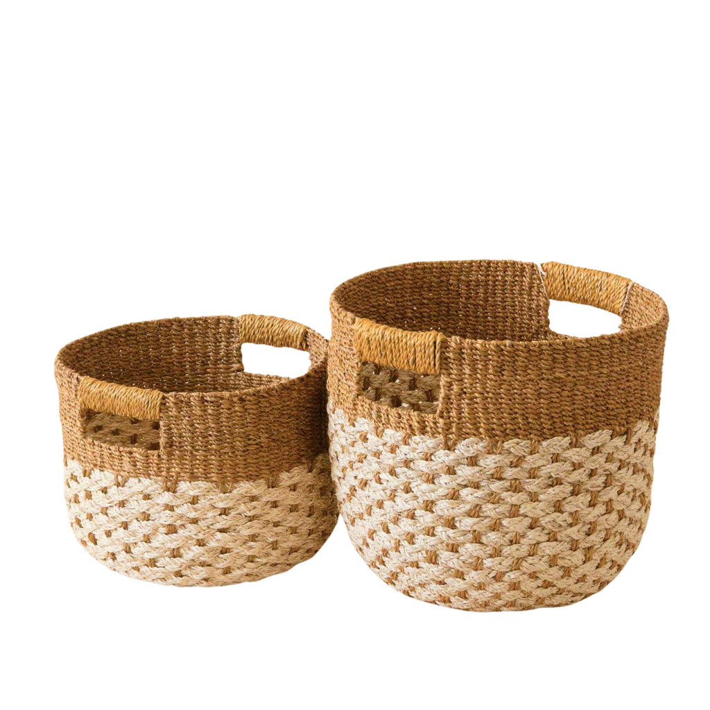Abaca Round Bottom Basket, nested set of 2