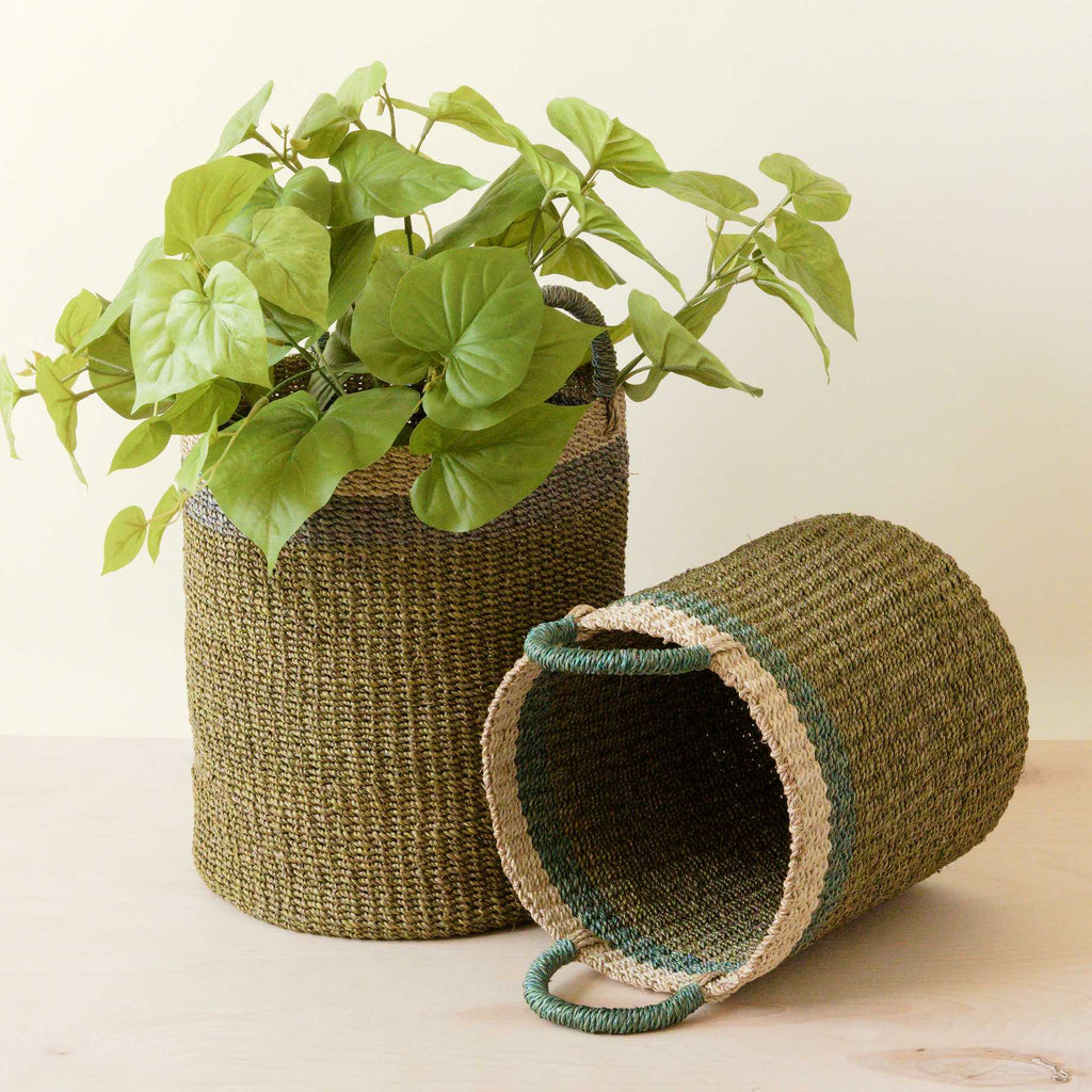 Routine Ready Abaca Cylinder Basket with Handles, Set of 2 for daily home and personal routines with home organization and everyday goods