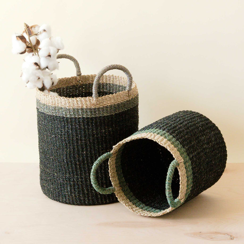 Home Essentials Abaca Cylinder Basket with Handles, Set of 2 for daily home and personal routines with home organization and everyday goods