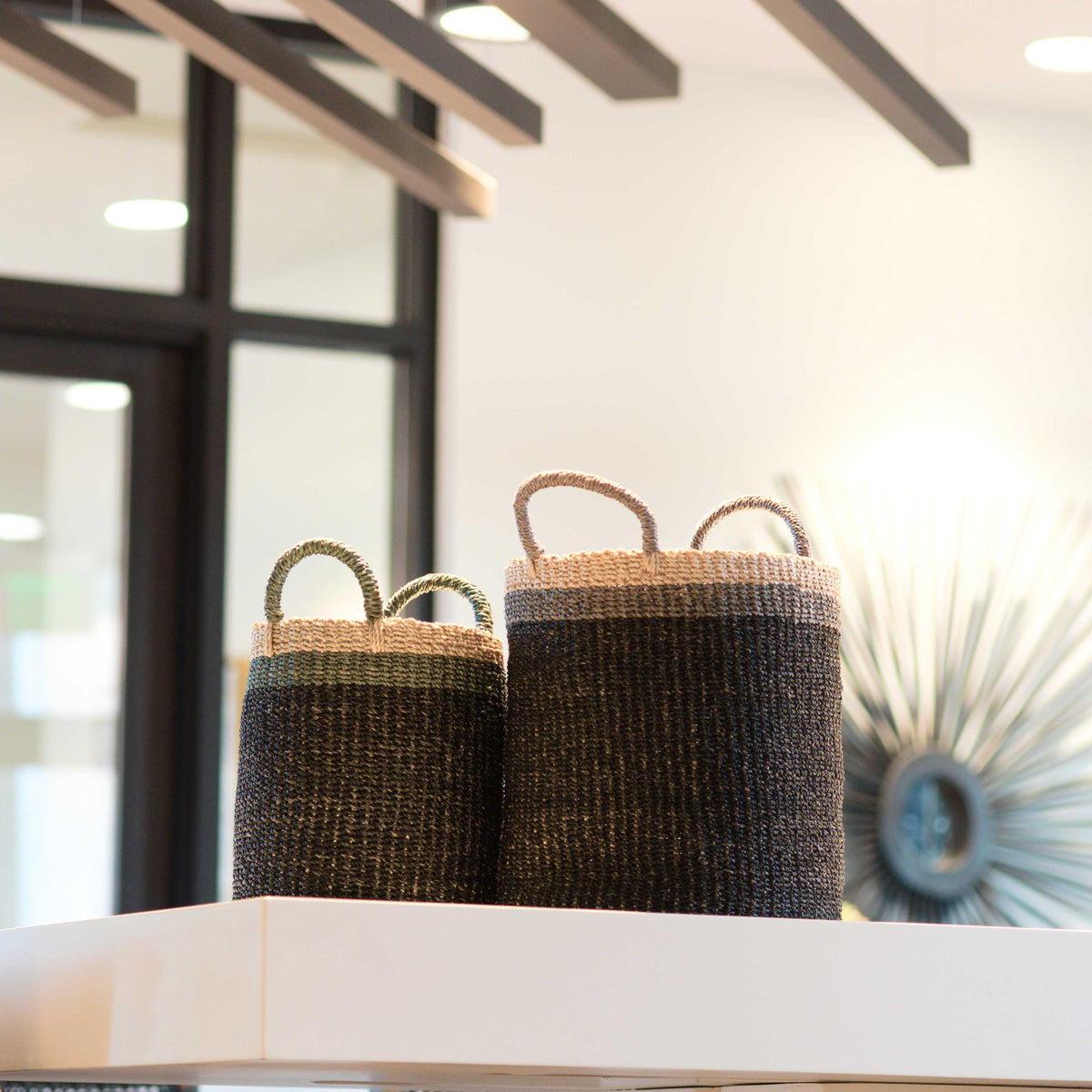 Home Essentials Abaca Cylinder Basket with Handles, Set of 2 for daily home and personal routines with home organization and everyday goods
