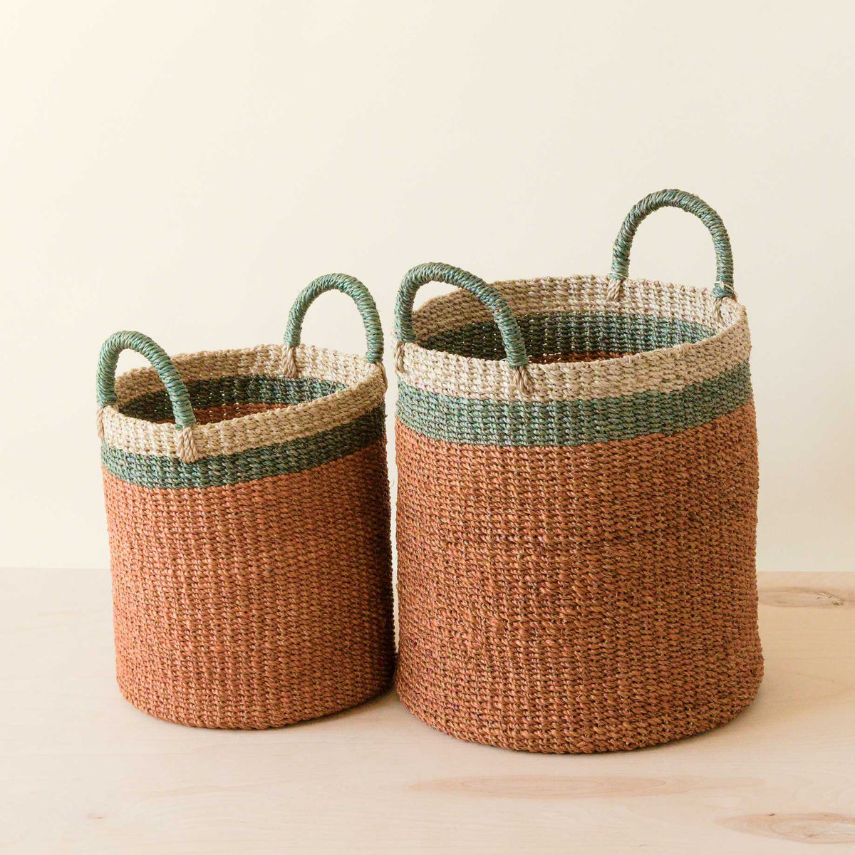 Daily Care Abaca Cylinder Basket with Handles, Set of 2 for daily home and personal routines with home organization and everyday goods
