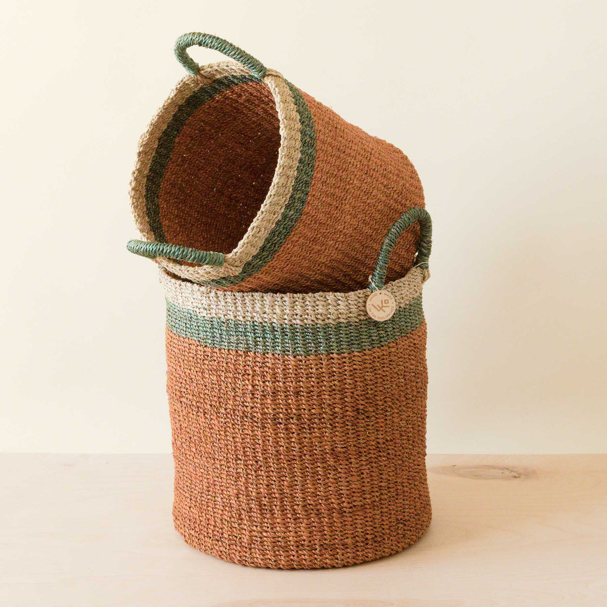 Daily Care Abaca Cylinder Basket with Handles, Set of 2 for daily home and personal routines with home organization and everyday goods