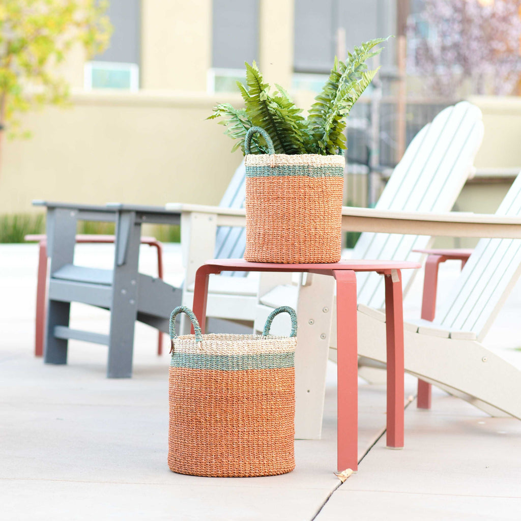 Daily Care Abaca Cylinder Basket with Handles, Set of 2 for daily home and personal routines with home organization and everyday goods