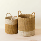 Practical Living Abaca Cylinder Basket with Handles, Set of 2 for daily home and personal routines with home organization and everyday goods