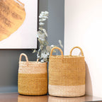 Practical Living Abaca Cylinder Basket with Handles, Set of 2 for daily home and personal routines with home organization and everyday goods