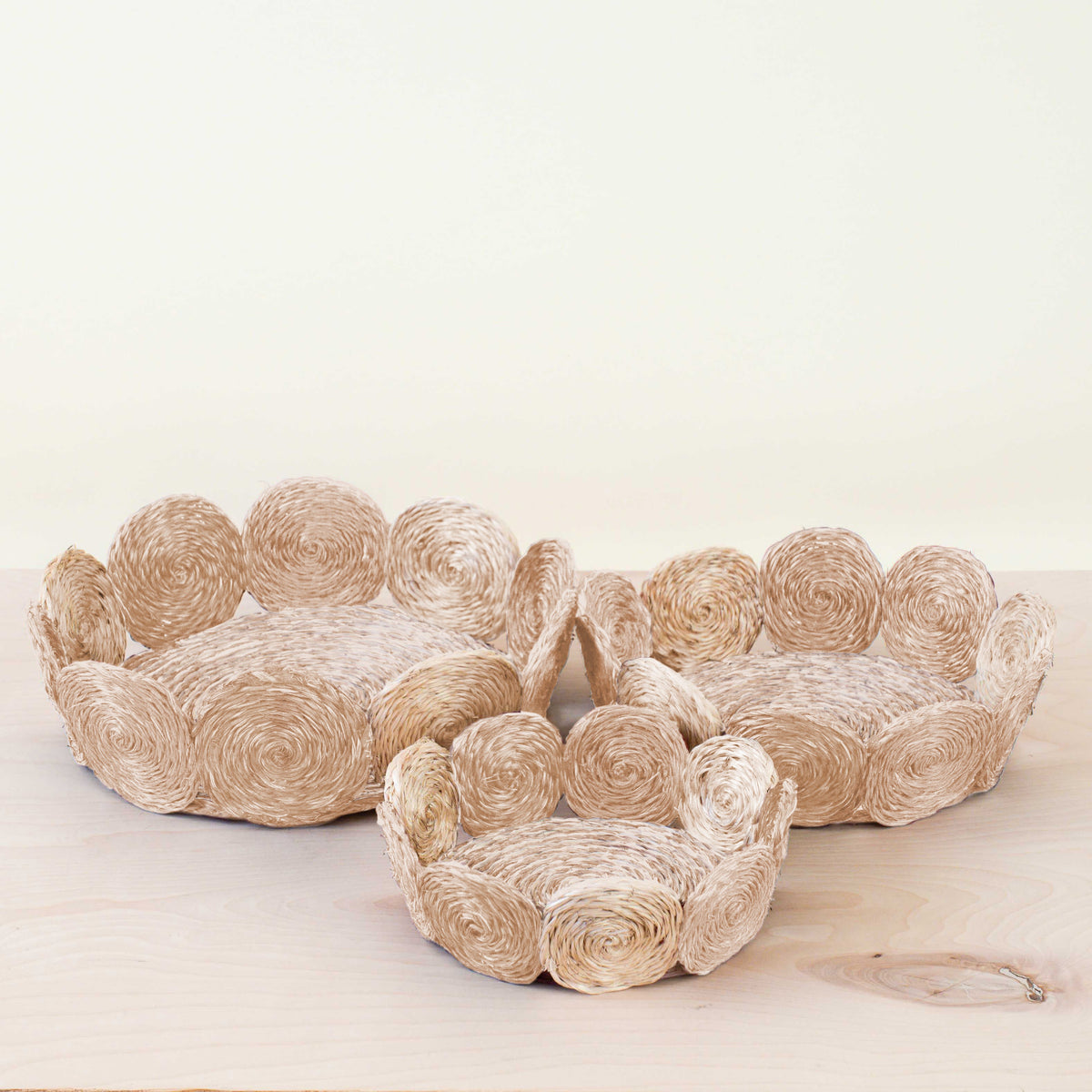 Daily Care Abaca Fruit Basket Circles, set of 3 for daily home and personal routines with home organization and everyday goods