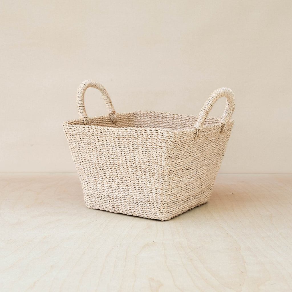 Home Essentials Abaca Tapered Square Tabletop Basket with Handles for daily home and personal routines with home organization and everyday goods