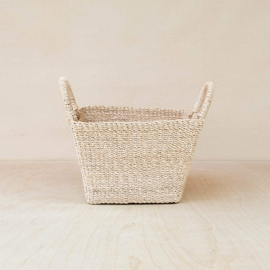 Home Essentials Abaca Tapered Square Tabletop Basket with Handles for daily home and personal routines with home organization and everyday goods