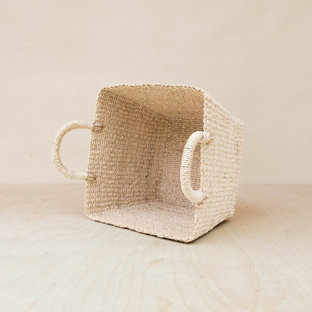 Home Essentials Abaca Tapered Square Tabletop Basket with Handles for daily home and personal routines with home organization and everyday goods