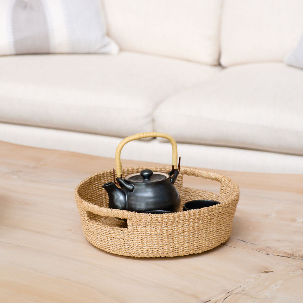 Everyday Home Abaca Round Tray with Cutout Handles for daily home and personal routines with home organization and everyday goods