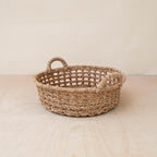 Routine Ready Abaca Round Tray Open Weave with Cutout Handles for daily home and personal routines with home organization and everyday goods