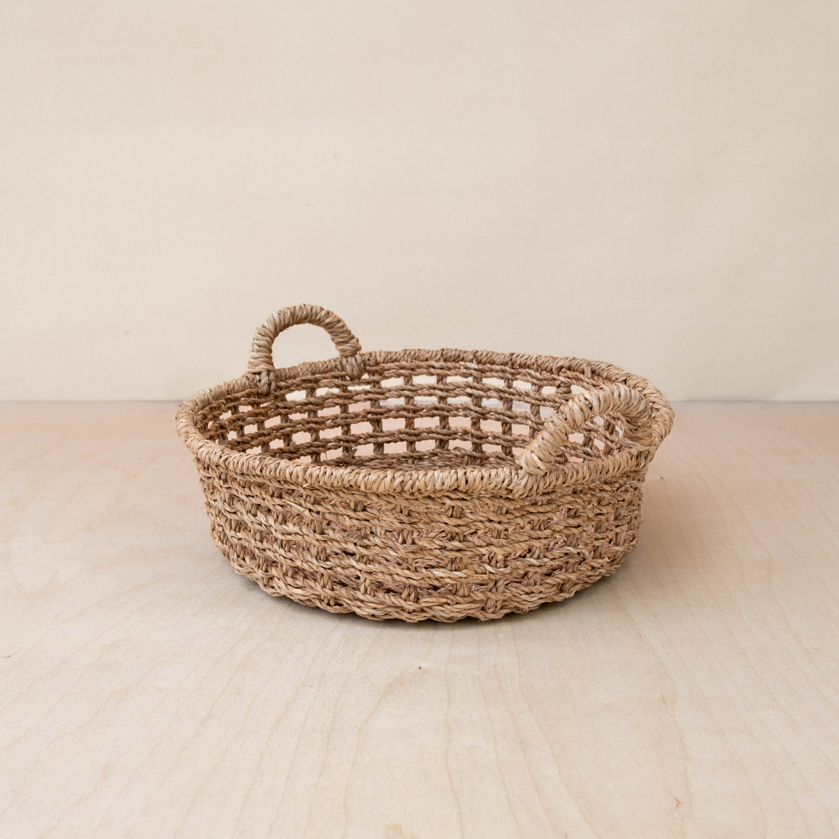 Routine Ready Abaca Round Tray Open Weave with Cutout Handles for daily home and personal routines with home organization and everyday goods