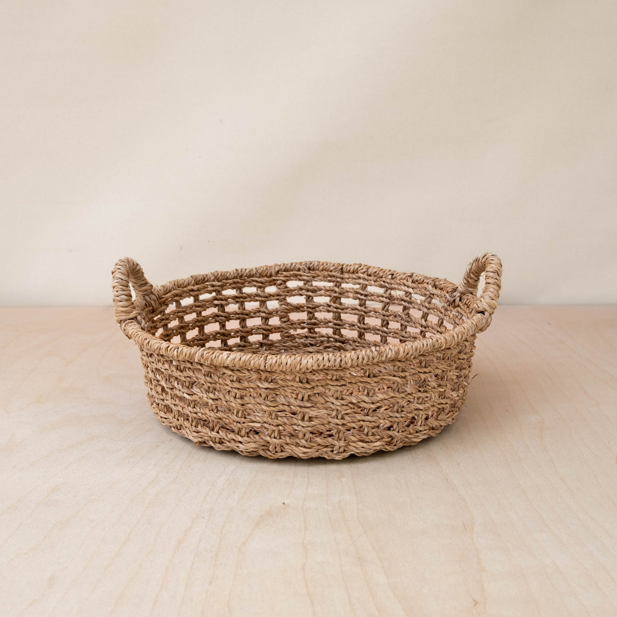 Routine Ready Abaca Round Tray Open Weave with Cutout Handles for daily home and personal routines with home organization and everyday goods