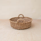 Routine Ready Abaca Round Tray Open Weave with Cutout Handles for daily home and personal routines with home organization and everyday goods