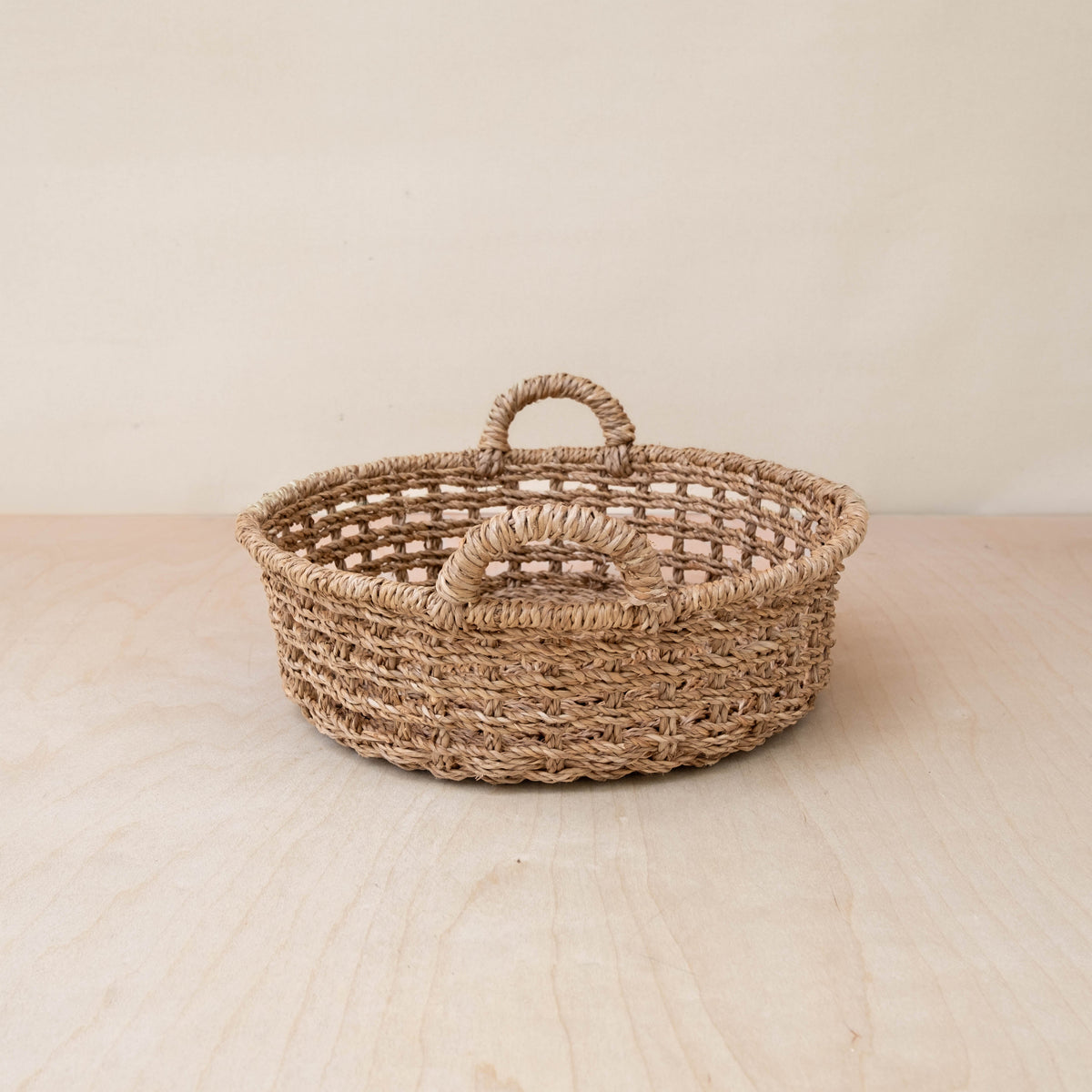 Routine Ready Abaca Round Tray Open Weave with Cutout Handles for daily home and personal routines with home organization and everyday goods