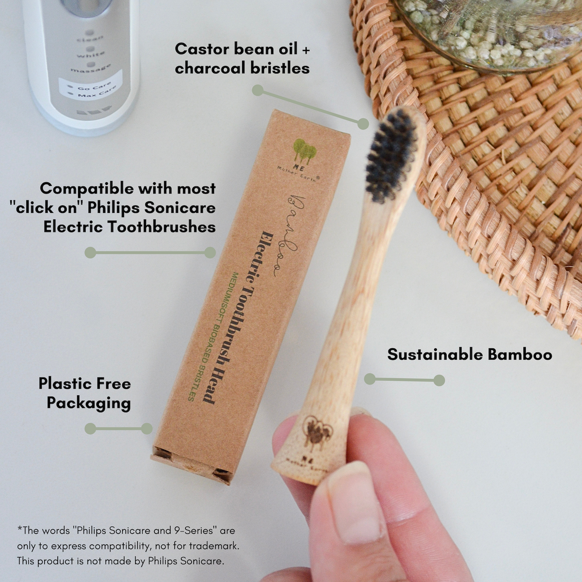 Everyday Home Bamboo Electric Toothbrush Heads - Sonicare Compatible for daily home and personal routines with oral care