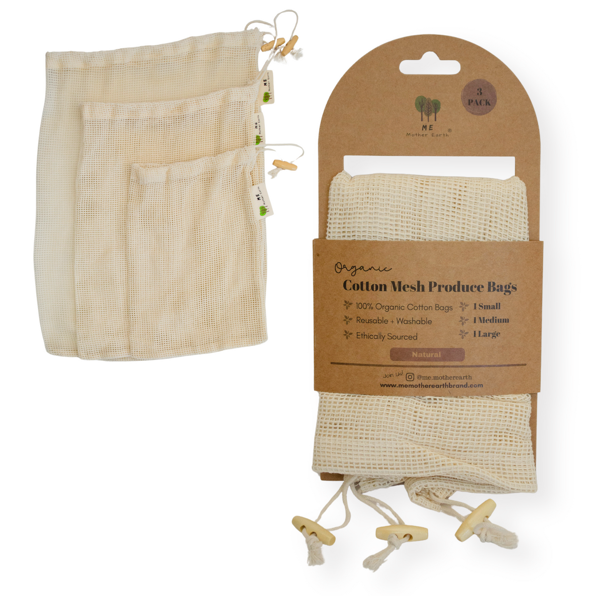 Cotton Mesh Produce Bags Pack