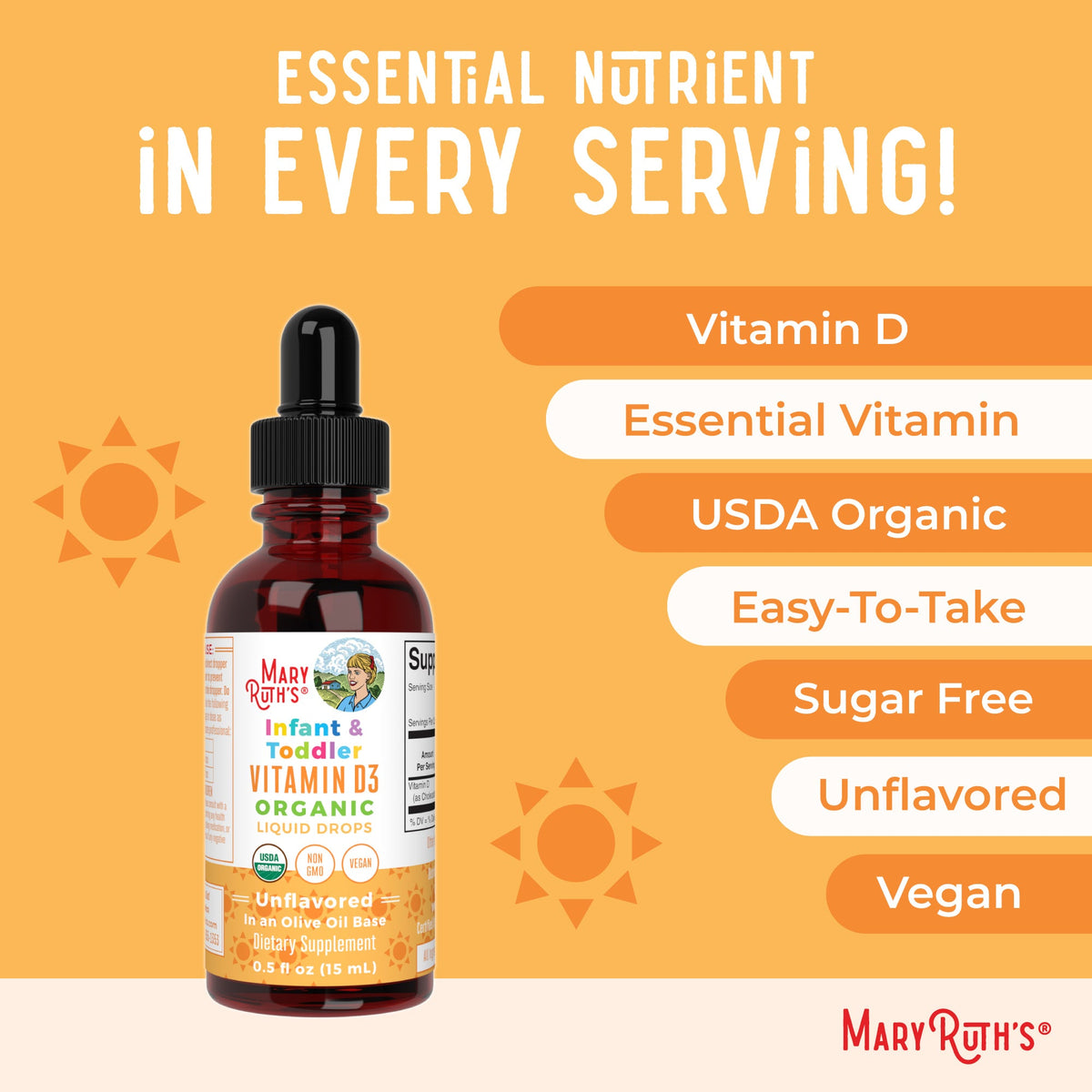 Routine Ready Infant and Toddler Vitamin D3 Drops for daily home and personal routines with general everyday essentials